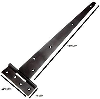 1 PAIR OF 18 INCH T TEE DOOR/GATE/SHED STRAP HINGES BLACK STEEL