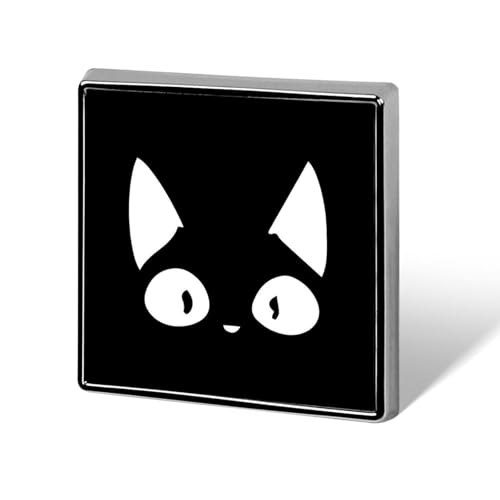 ピン 金属ピン おもしろ猫顔 黒ニャンコ ネコ 合金製 アクセサリー ボタンブローチ レディース メンズ 飾る 軽量 装飾ラペルピン ジャケット 人気 キッズ 服襟ピン ファッション 缶 正方形 贈り物 おしゃれ かわいい