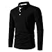 A WATERWANG Men's Long Sleeve Polo Shirts, Slim-fit Cotton Golf Polo Shirts Basic Designed Black