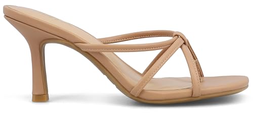 MIA Shoes Sybel Women's Open Toe Heel Sandals, 3 Inch High, Vegan Leather2