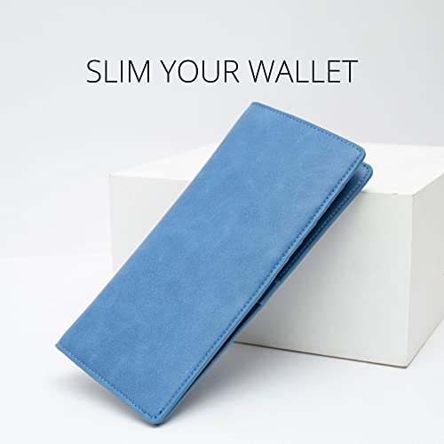 Image of Alldaily Ultra Slim Thin Women Wallet RFID Blocking Credit Card Holder Bifold Long Ladies Billfold (Blue)