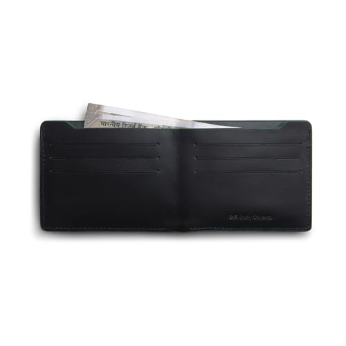 Image of DailyObjects Classic Black Genuine Leather Men's Bi-Fold Wallet with Multiple Card Slots| Cash Compartment| Slim Durable Design| Stylish Everyday Accessory for Securely Carrying Money| Cards| and IDs