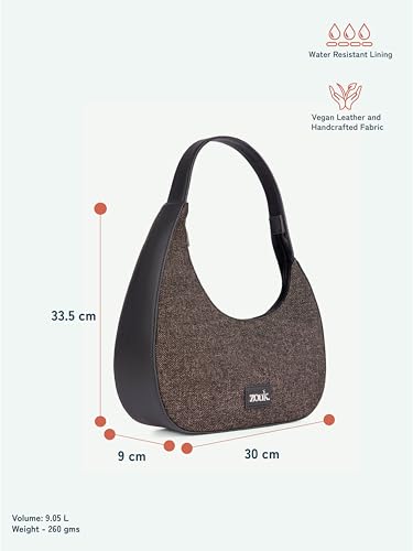 Image of ZOUK Pixi Small Shoulder Bag | Vegan Leather Evening Bag for Women with Shoulder Strap, Zip Closure & Water-Resistant Lining | Stylish Handcrafted Purse |
