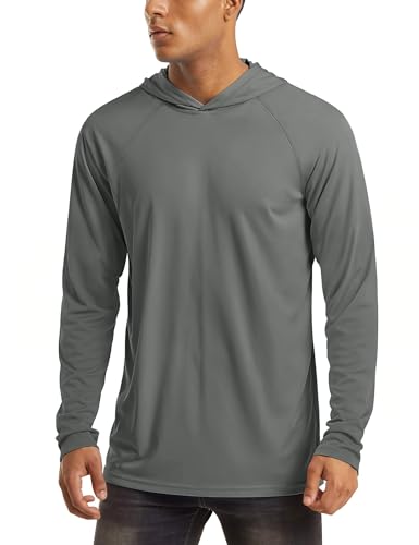 Image of MAGCOMSEN Men's Hooded UPF 50+ Sun Protection T Shirts Long Sleeve Athletic Fishing Shirts Rash Guards