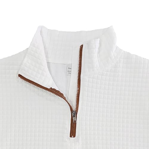 Waffle Vintage Stand Collar Pullover, Men's Quarter Zip Sweater3