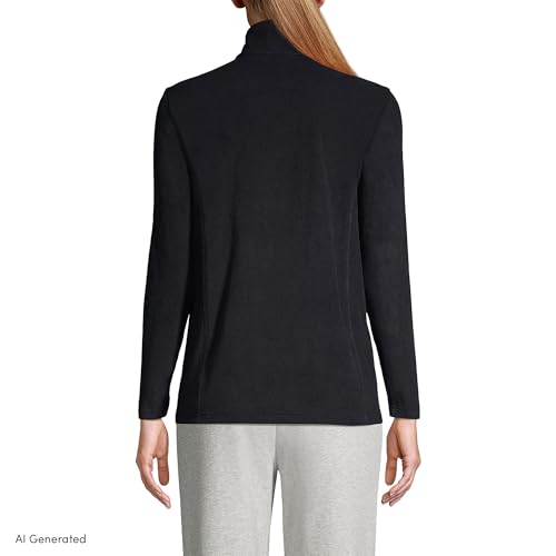 Image of Lands' End Women's Anyweather Fleece Quarter Zip Pullover, Black, Large Tall