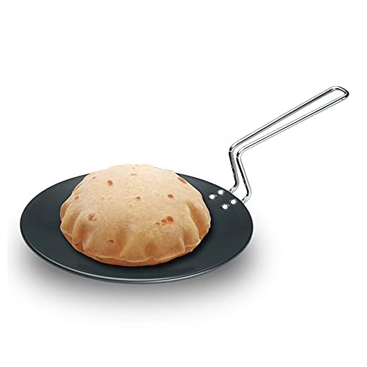 Futura Hard geanodiseerde concave Tava bakplaat, 10-inch, 6,35 mm met stalen handvat