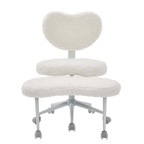 Image of Flexible Seating Chair for Home Office: 10+ Positions Active Sitting - 4.2 inch Thick Cushion & 360 Footstool for Meditation & ADHD Focus - Beige Faux Fur