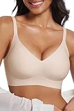 OOEU BH Damen Ohne Bügel Push up BH Große Brüste Starker Halt Bügelloser Seamless Nahtloser BHS Soft Jelly Bra Bequem Gepolstert Bralette (DE/NL/SE/PL, Alphanumerisch, L, Regular, Regular, Beige)