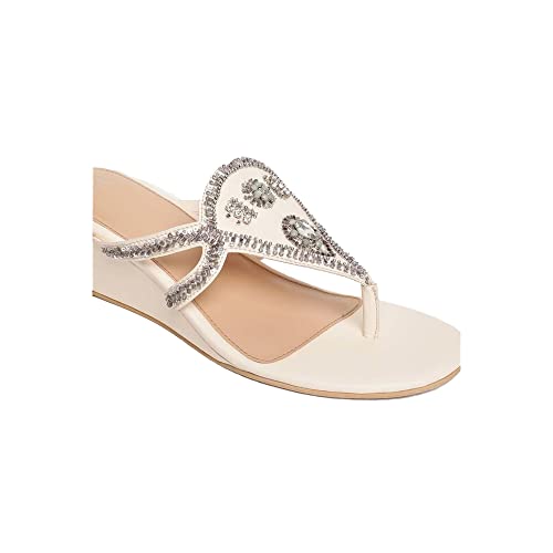 Image of W Women's Thong Strap Embroidered Open Wedge