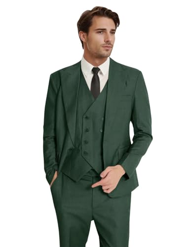 Men's 3 Piece Suit Slim Fit Classic One Button Suit for Men Groomsmen Business Prom Double Breasted Vest Blazer Tuxedo2