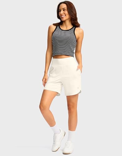 Image of G Gradual Women's Athletic Shorts 6 inch High Waisted Stretchy Bermuda Shorts for Women Quick Dry Summer Casual Shorts