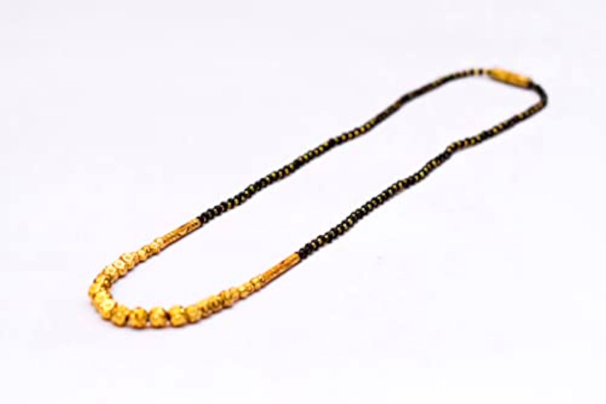 Gold Studded Mangalsutra Tanmaniya Necklace with Black Bead Chain