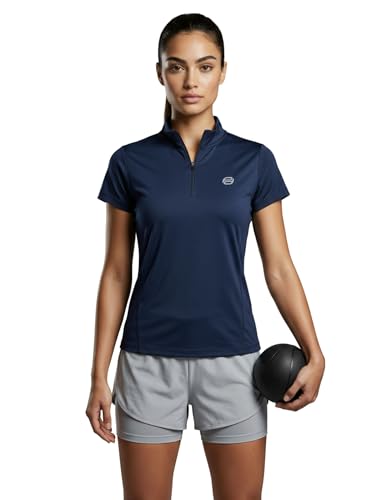 Image of PUMP'D Dry Fit Women's Half Zip Activewear Synthetic Regular Fit T-Shirt | Gym & Yoga