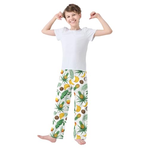 Mango Banana Boys Long Pants Soft Trousers Elastic Waist Kids Lounge Bottoms with Pockets S-XL2