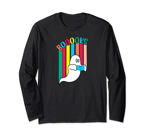 Booooks Boo Books Halloween Librarian Reading Lover Bookworm Long Sleeve T-Shirt