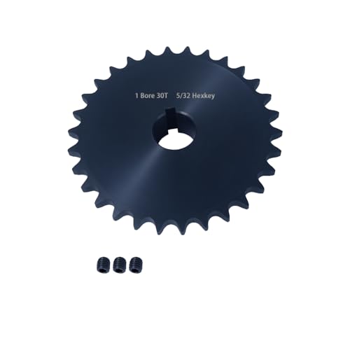 Image of #40 Roller Chain Sprocket 30 Tooth 1 inch Bore (1 /4 inch Keyway) Black Oxide Rust-Proof with 3 Set Screws & Keyway for Mini Bike Go-Kart Tractor Heavy Duty, Hardened 1045 Steel 40BS30-1