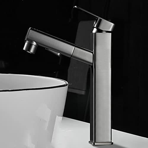 Grifo con 3 modos y caño extraíble para lavabo alto QYYZTQY