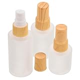 TOGEVAL 3 Stück Leere Sprühflasche mit Holzoptik Deckel für Flüssigparfüm und Kosmetik für Reisen Nachfüllbar Stilvolle Aufbewahrung
