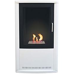 Purline THALASSA Estufa de Bioetanol en Acero Blanco y Negro, portátil, sin Salida de Humos, Cristal Templado