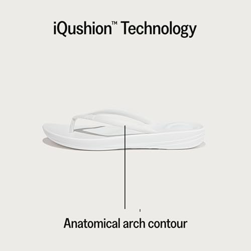 Image of FitFlop Womens iQushion Rubber Flip-Flops with Contoured Footbed for Walking, Lightweight Ergonomic Flip Flop Sandals with Arch Support and Foot Impact Pillows