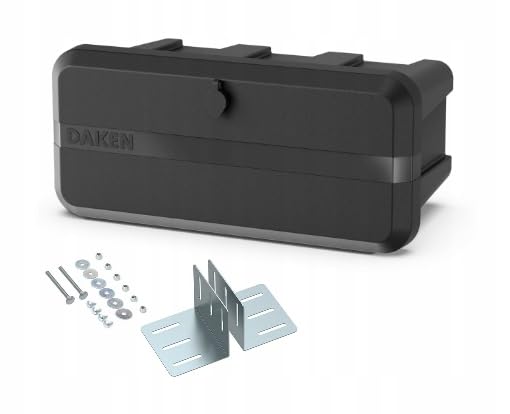 Daken Blackit Skrzynia Narzędziowa do Przyczepki, Polipropylen, Czarna, 550x255x310mm, 2.4kg, 24L, ze Wspornikiem