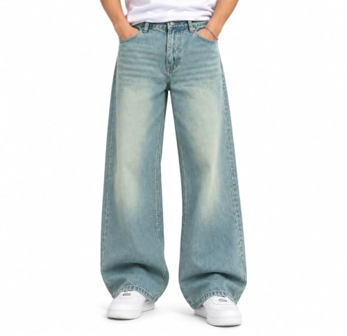 Generic THE BB ERA CLOTHING Men's Wide Leg Jeans, Blue - Image 2