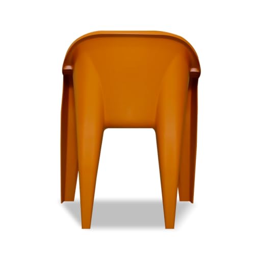 Image of Plastic Arm Chair for Home, Garden, Office, Living Room, Cafeteria Plastic Outdoor Chair | 1 Year Warranty | Color - Orange | Set of 6