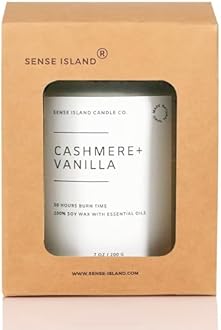 Crackling Wood Wick Vanilla Cashmere Scented Candle Natural Soy Wax 50 hrs Long Lasting Hand-Poured Highly Scented Crackle Wooden Wick Soothing Sound