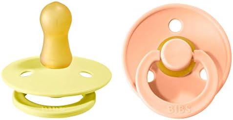 BIBS Colour Soother 2-Pack, BPA Free Dummy Pacifier, Round Nipple. Natural Rubber Latex, Size 2 (6-18 Months), Mocha/Dark Oak