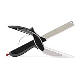 Las cuchillas de acero inoxidable funcionan como una máquina de cortar vegetal y un tajo combinadoLa combinación de un cuchillo y una tabla de corte le permite cortar y rebanar las frutas y verduras tan fácil, rápido y limpioApto para lavavajillas para la limpieza conveniente
