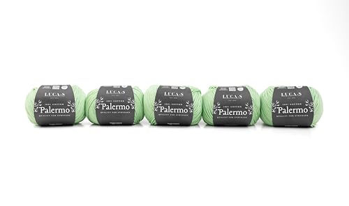 5 Pack of Luca-S Palermo 100% Mercerised Cotton Yarn, Oeko-Tex Certified Giza Cotton, 50g (1.8oz) 125m (136 Yards) - Knitting and Crochet Cotton Yarn, Durable Amigurumi & Baby Project Cotton