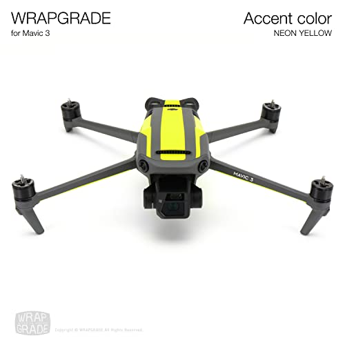 Image of WRAPGRADE Partial Skin Stickers for DJI Mavic 3 / Mavic 3 Classic Accent Color (NEON YELLOW)