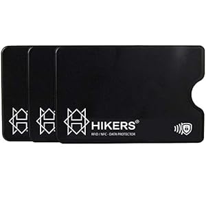 HIKERS Étui Protection Carte bancaire sans Contact Rigide, Lot de 3 Housses Pochettes Anti RFID NFC pour Carte de crédit, Carte Bleue, CB Blocage RFID (3 Étuis Noirs)