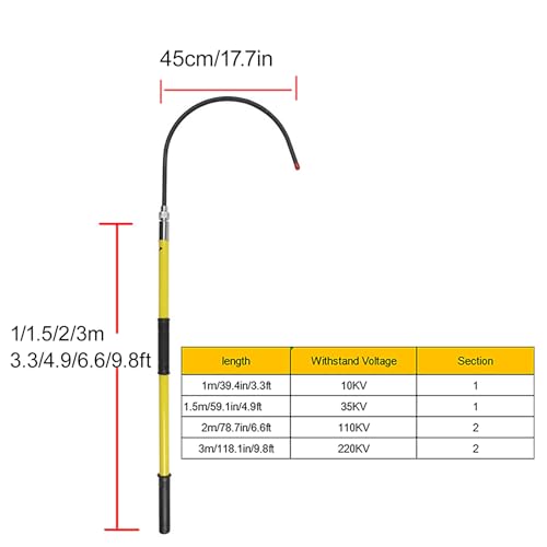 Gancho de rescate aislado contra electrocución con poste epoxi de 18" 3