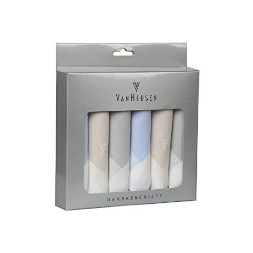 Image of Van Heusen Men's Casual Style Cotton Pastle Handkerchief With Brand Logo (Pack Of 6), Assorted, 45 cm X 45 cm