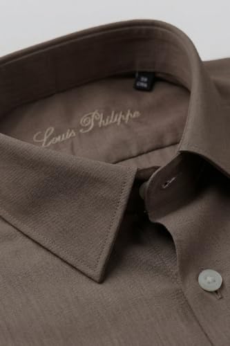 Image of Louis Philippe Men's Polyester Blend Slim Fit Look All Day Comfort with Stretch Full Sleeve Solid Fashion Formal Shirt