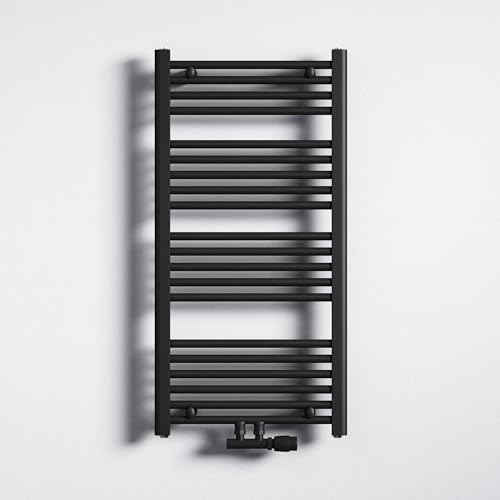 Mai & Mai Radiateur à Eau Chaude Mural Chauffage Central 100x50cm Sèche-Serviettes Gris Noir en Acier Inoxydable