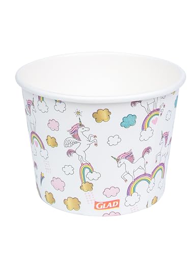 Image of Glad for Kids Unicorns Paper Snack Bowls, Disposable Paper Bowls for-Kids Snacks and Parties, Sturdy Microwave Safe Bowlsfor Everyday Use and Easy Cleanup, 12 Oz, 20 Count (Pack of 2)
