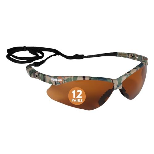 KLEENGUARD V30 Verres de sécurité Nemesis (19644), Verres en bronze avec cadre Camo, 12 Paires / étui