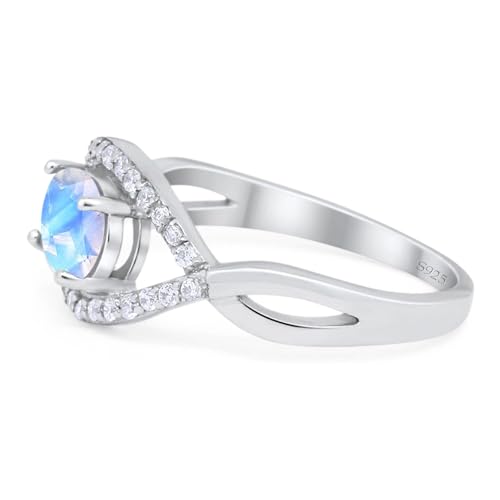 OMRANII Art Deco Oval Natural Moonstone Infinity Shank Vintage Style Evil Eye Halo CZ Wedding Engagement Ring 925 Sterling Silver Gifts For Her3