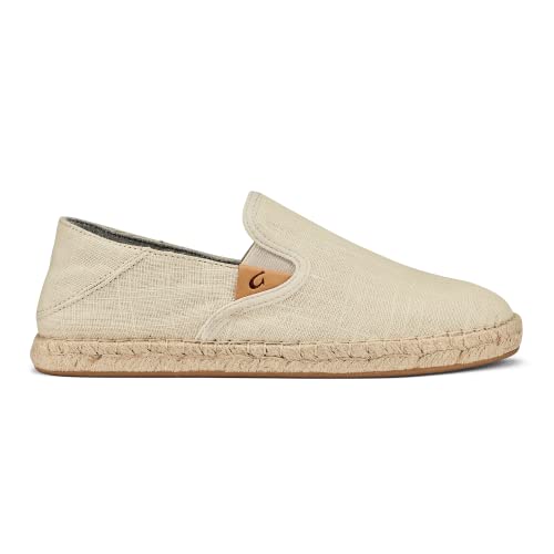 OLUKAI Kaula Pa'a Kapa Women's Espadrilles, Linen Slip-On Shoes with Lightweight Drop-in Heel Design, Braided Water-Resistant Jute & Wet Grip Soles