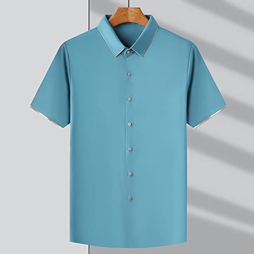 Chemise de plage mince contre la chaleur estivale chemise boutonnée bleu clair pour hommes