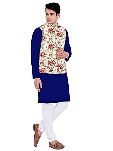 Image of Os mens kurta pyjama with nerhu jacket combination of baap-beta & father and son's | 100% cotton kurta pyjama | Nerhu jacket satin material