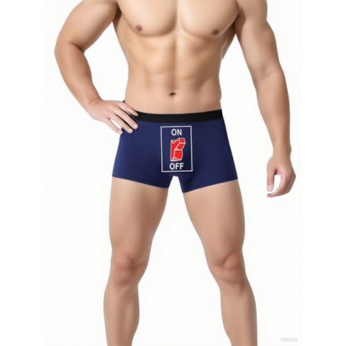 Mens short Boxer Briefs with Funny Novelty Printing-Means Underwear Comfortable，Soft & Breathable. Navy2