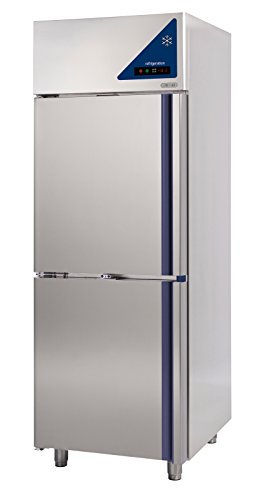 Preisvergleich Produktbild Gastlando - Premium Edelstahl Gewerbe-Tiefkühlschrank - Umluft - 600 Liter - geteilte Edelstahltür -18° bis -22 °C