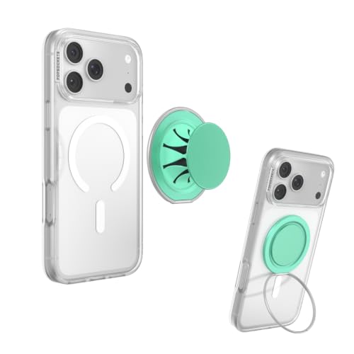 Image of PopSockets Low-Pro Grip for MagSafe, Thin Profile- Mint | Ultra-Slim Pocketable Phone Grip, Magnetic Mount, Flat, Thin, Slim Flat, Low, Profile, Blue