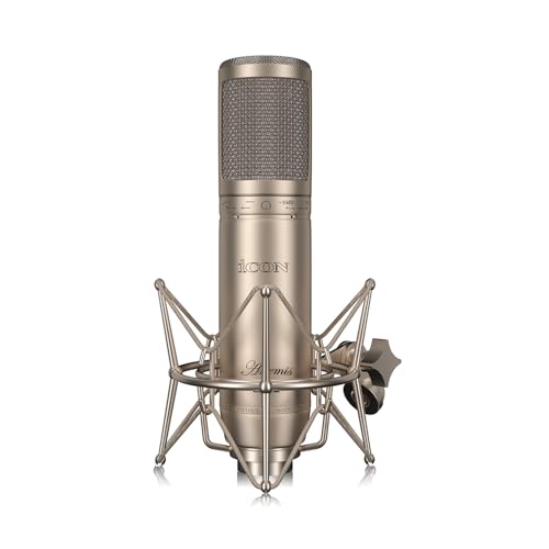 iCON Pro Audio Artemis Studio Condenser Microphone - 34mm Gold-Sputtered Capsule, Low-Noise XLR Mic with Shock Mount for PC Recording, Professional Vocals, Mixing, Podcast