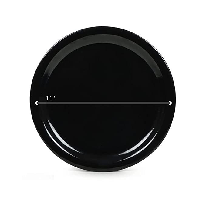 Image of Coolkart Unbreakable Plastic Round Glossy Plain Black Designed (11 Inch) Dinner Lunch Plates (Pack of 6) Dinner Plate (Pack of 6, Microwave Safe)