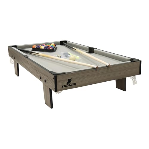 Cougar Mini Table de Billard, 3 ft Chêne/Grise | Tous Accessoires Inclus | Jeux pour Tous Les âges | Jeux d'Intérieur | Dimensions 91,5 x 51 x 20,5 cm